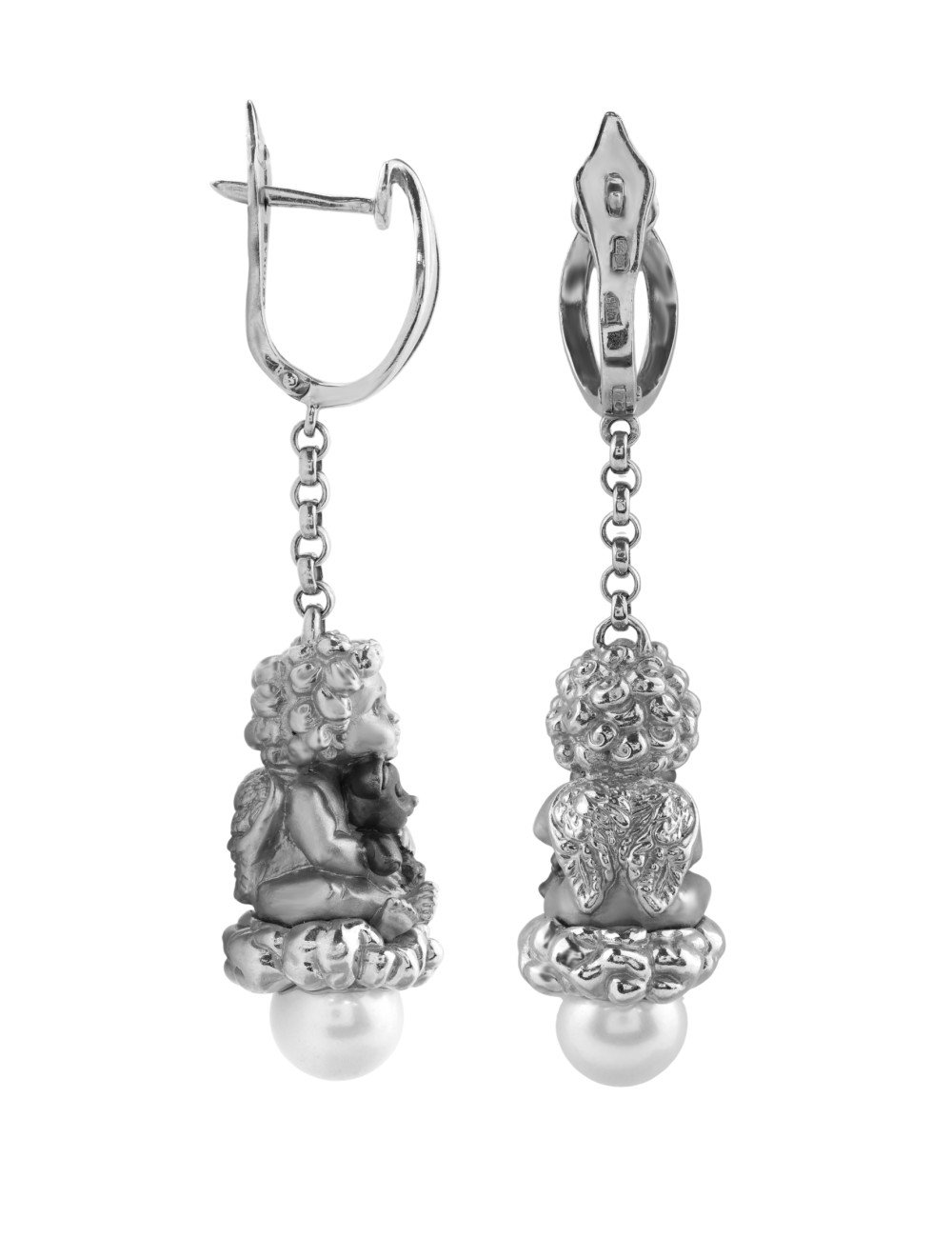 Серьги из белого золота c жемчугом