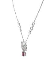 Колье из белого золота c бриллиантами, рубином и изумрудом