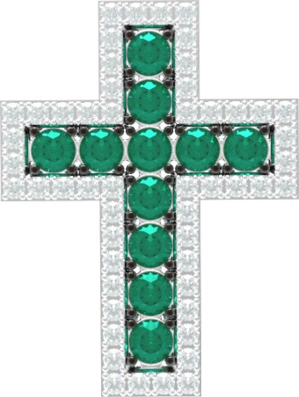 Крест из золота c бриллиантами и изумрудом