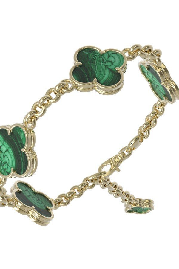 Браслет из лимонного золота c малахитом