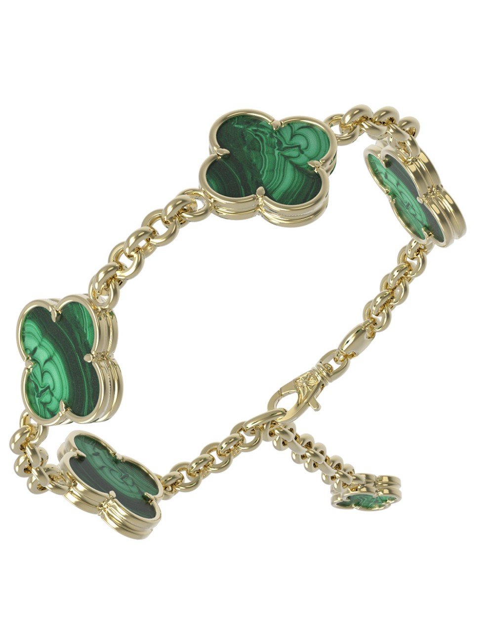 Браслет из лимонного золота c малахитом