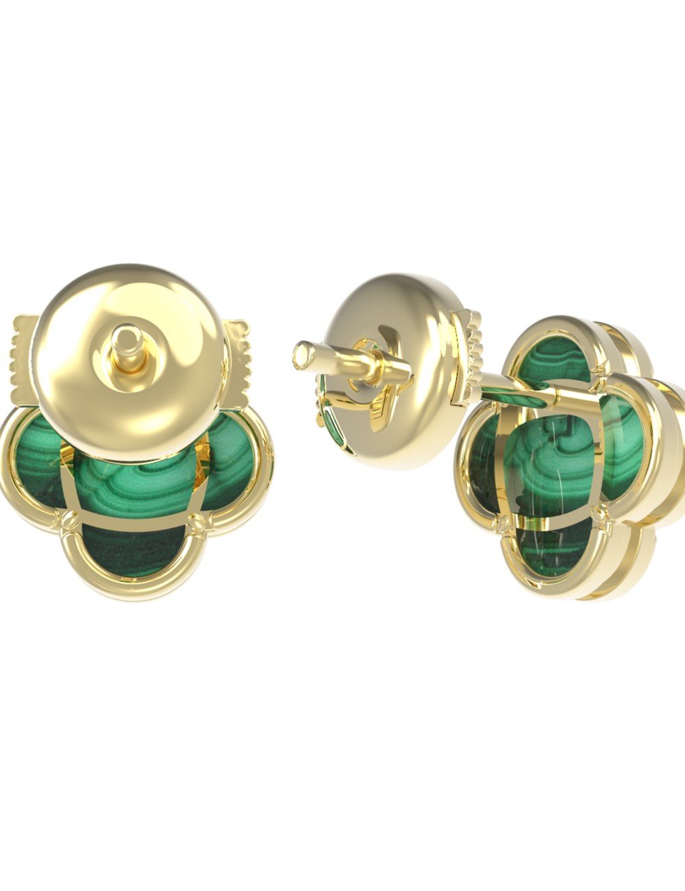 Серьги из лимонного золота c малахитом