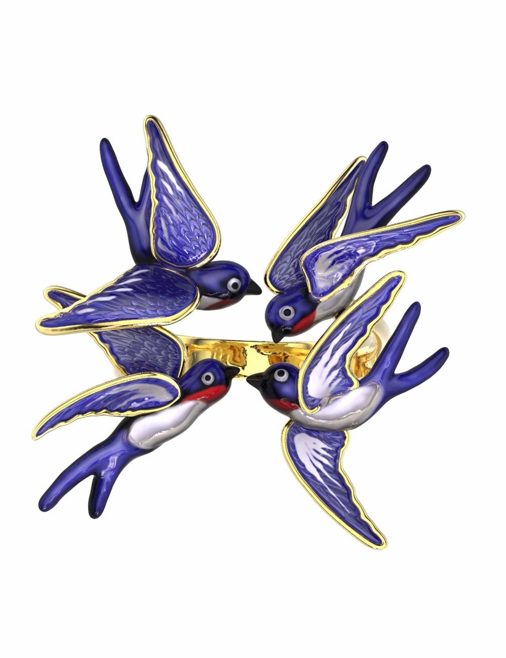 Кольцо из лимонного золота c эмалью