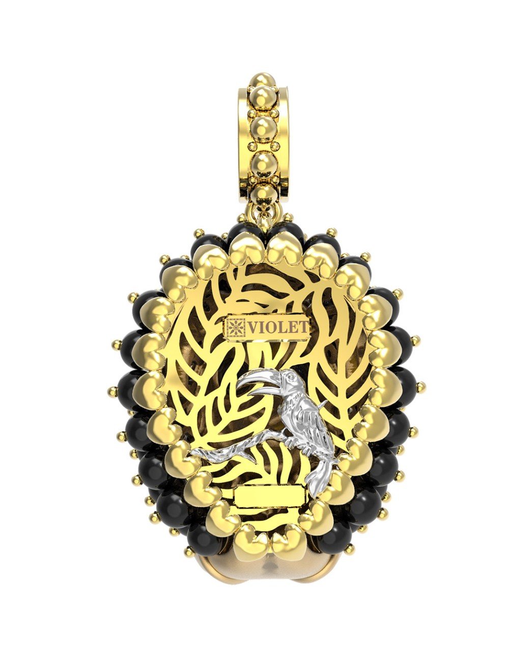 Подвеска из лимонного золота c эмалью и ониксом