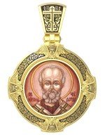 Образок из лимонного золота c эмалью и иконописью