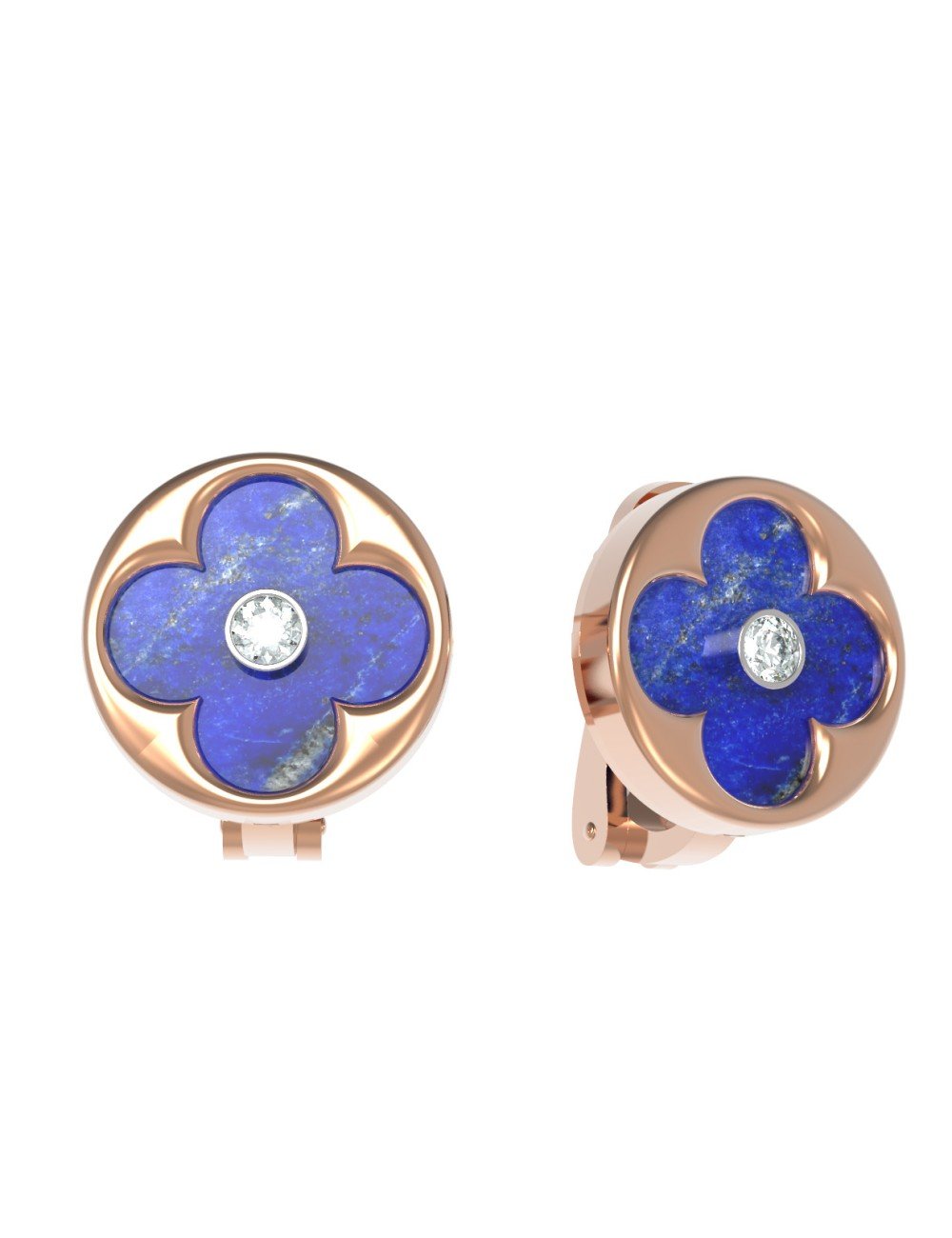 Серьги из золота c бриллиантами и лазуритом