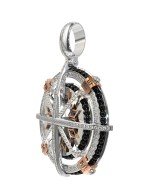 Подвеска из белого золота c эмалью, бриллиантами и ониксом