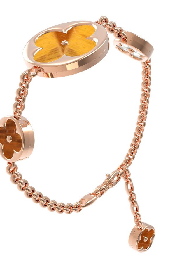 Браслет из золота c тигровым глазом и перламутром