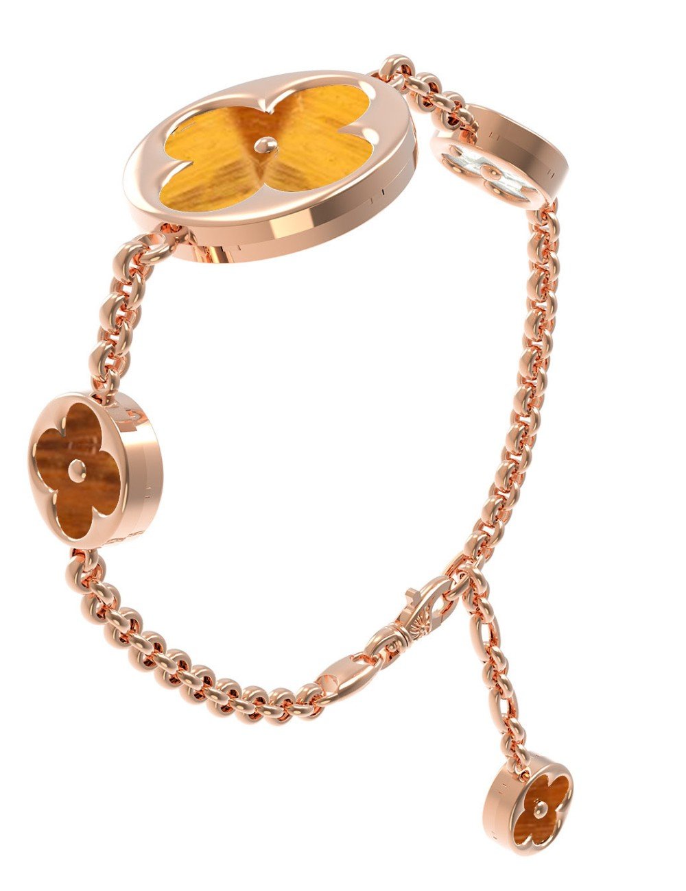 Браслет из золота c тигровым глазом и перламутром