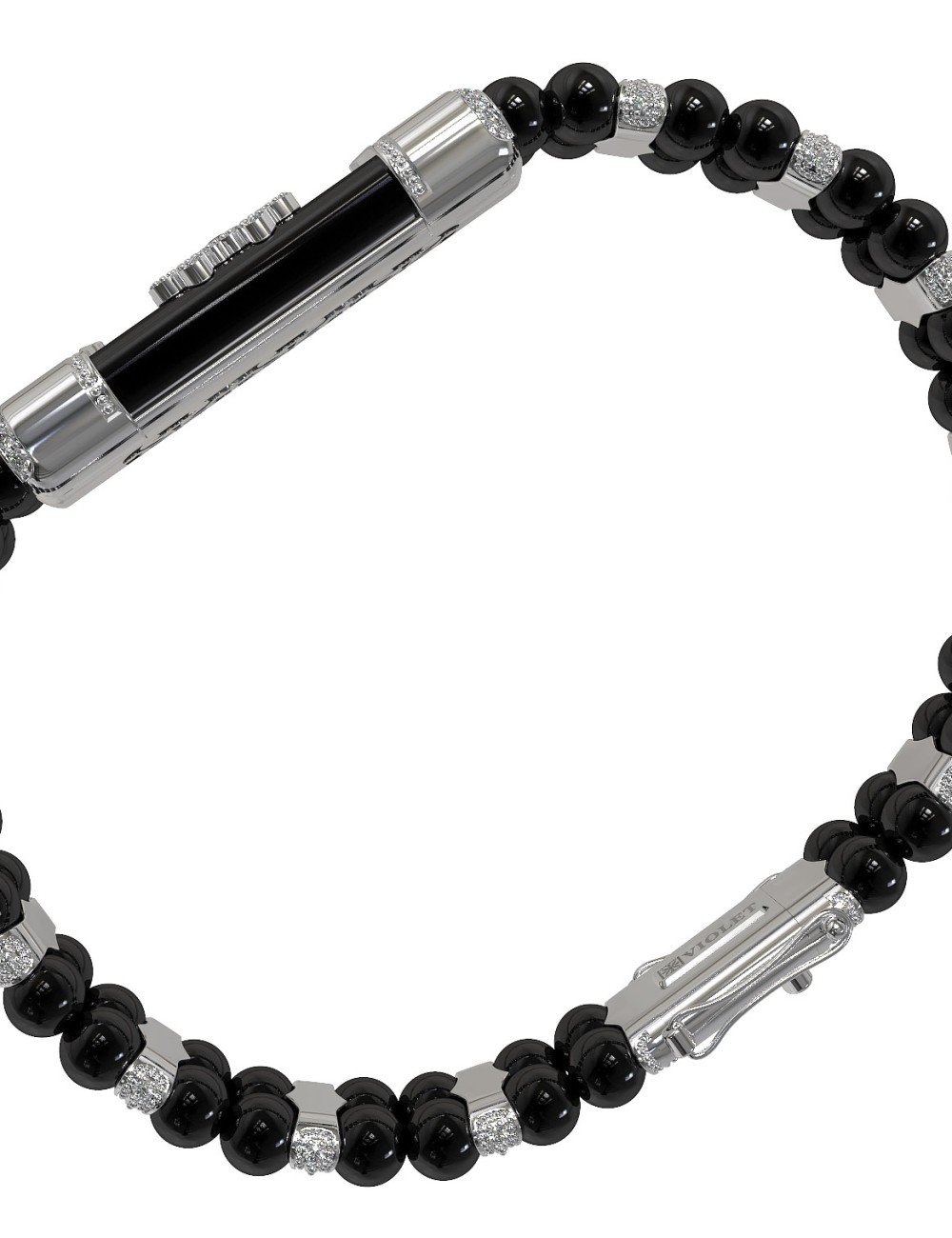 Браслет из белого золота c бриллиантами и ониксом