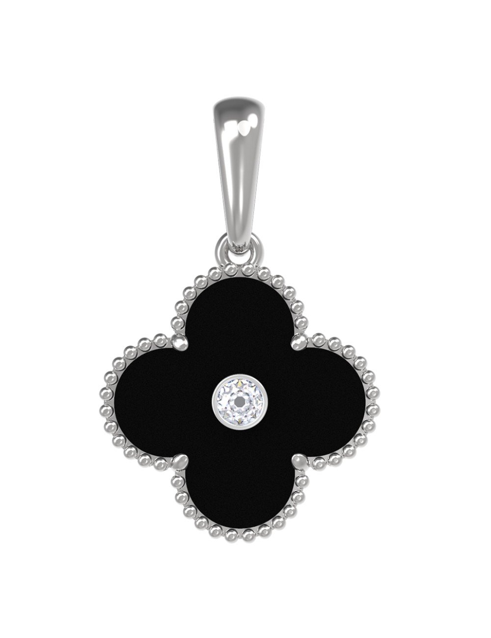Подвеска из белого золота c бриллиантами и ониксом