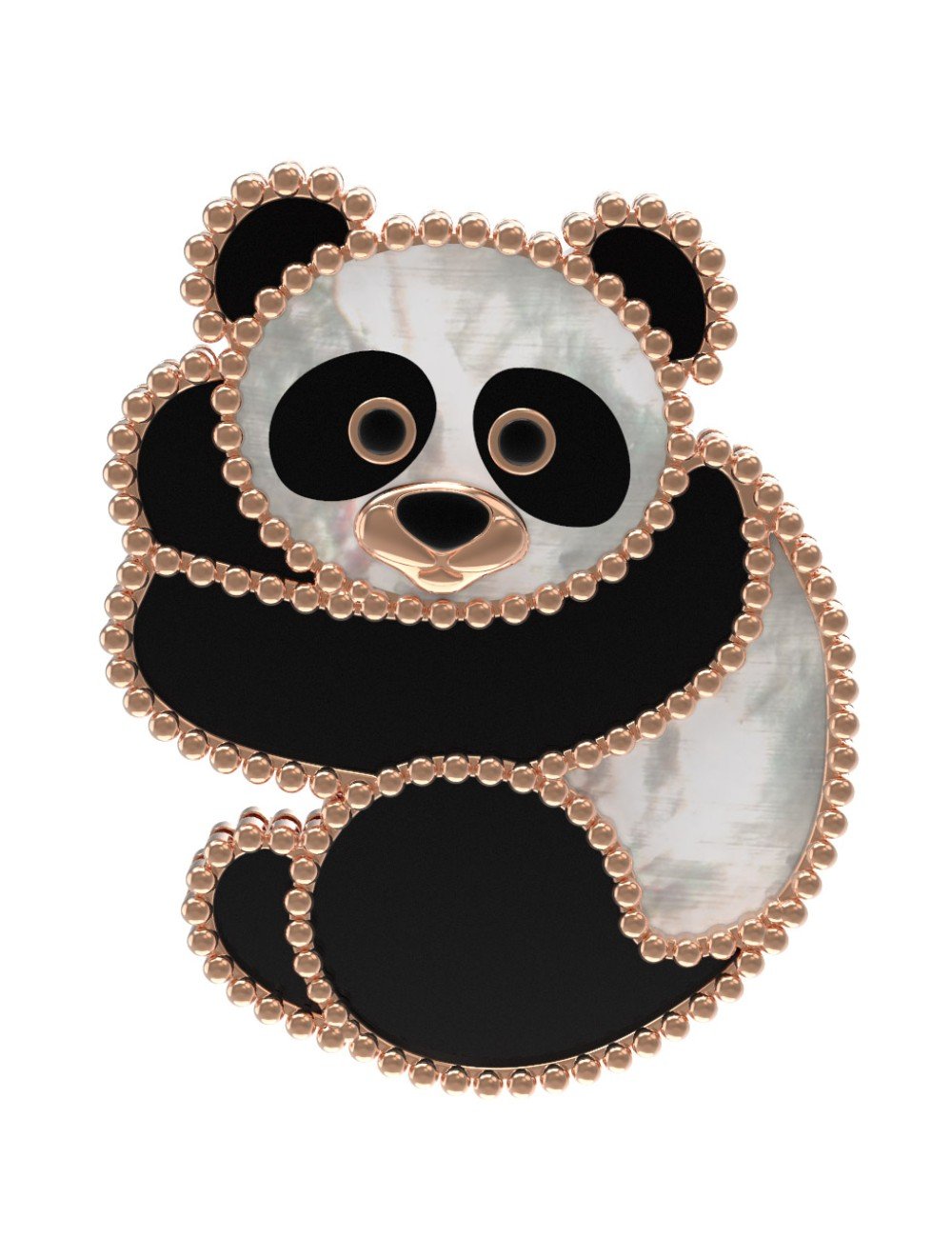 Брошь из золота c эмалью, ониксом и перламутром