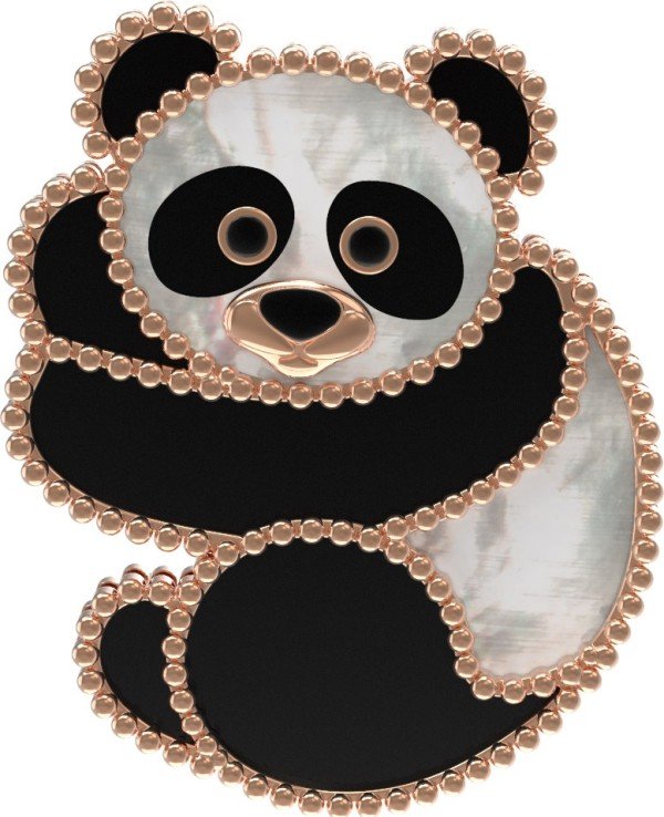 Брошь из золота c эмалью, ониксом и перламутром