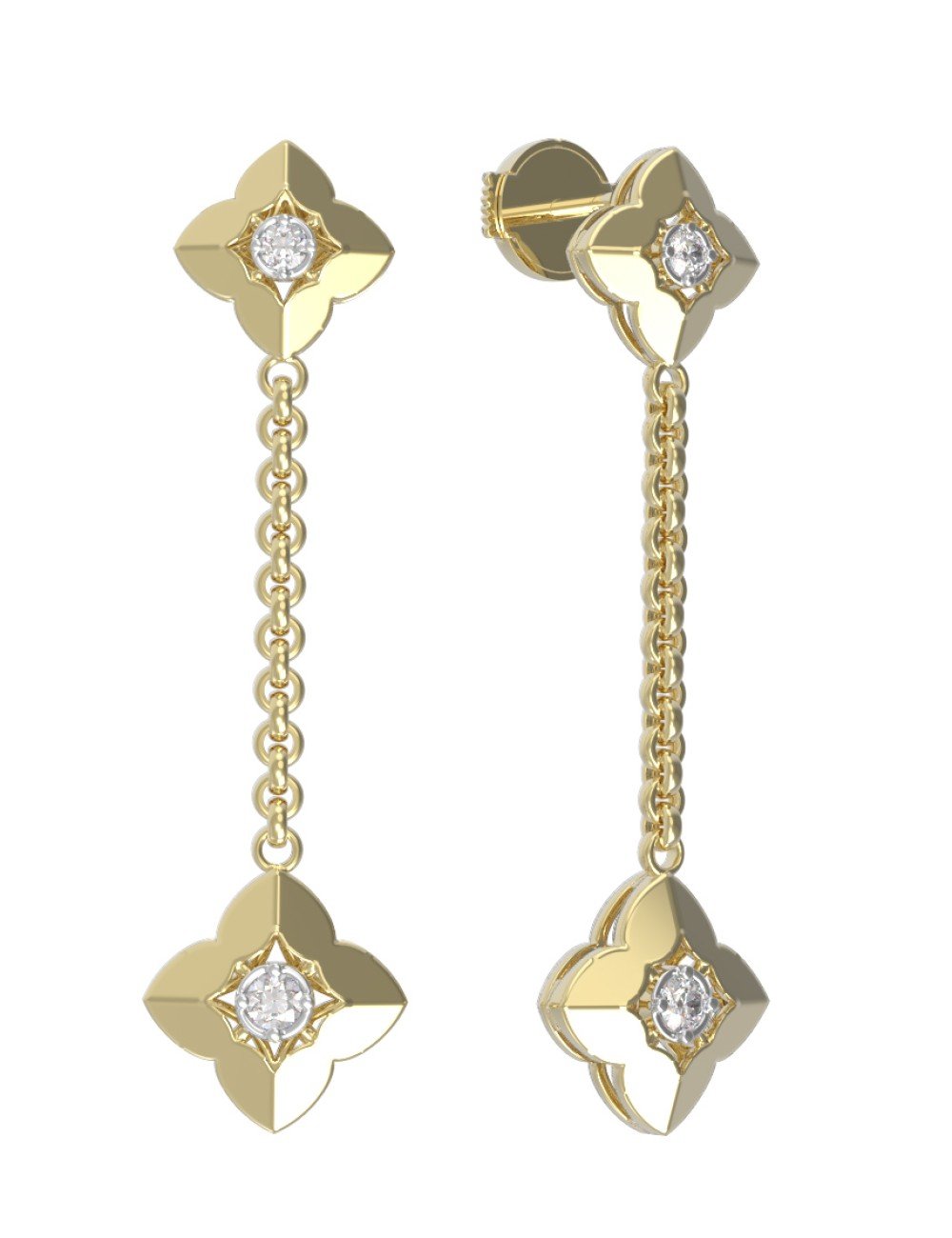 Серьги из лимонного золота c бриллиантами