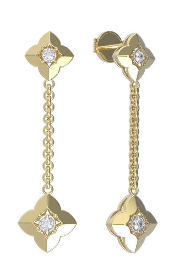 Серьги из лимонного золота c бриллиантами