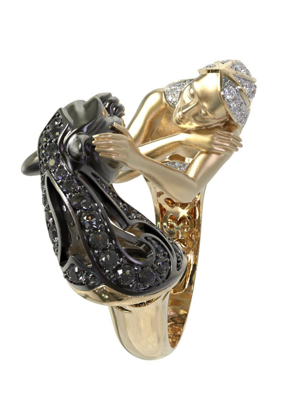 Кольцо из лимонного золота c фианитом