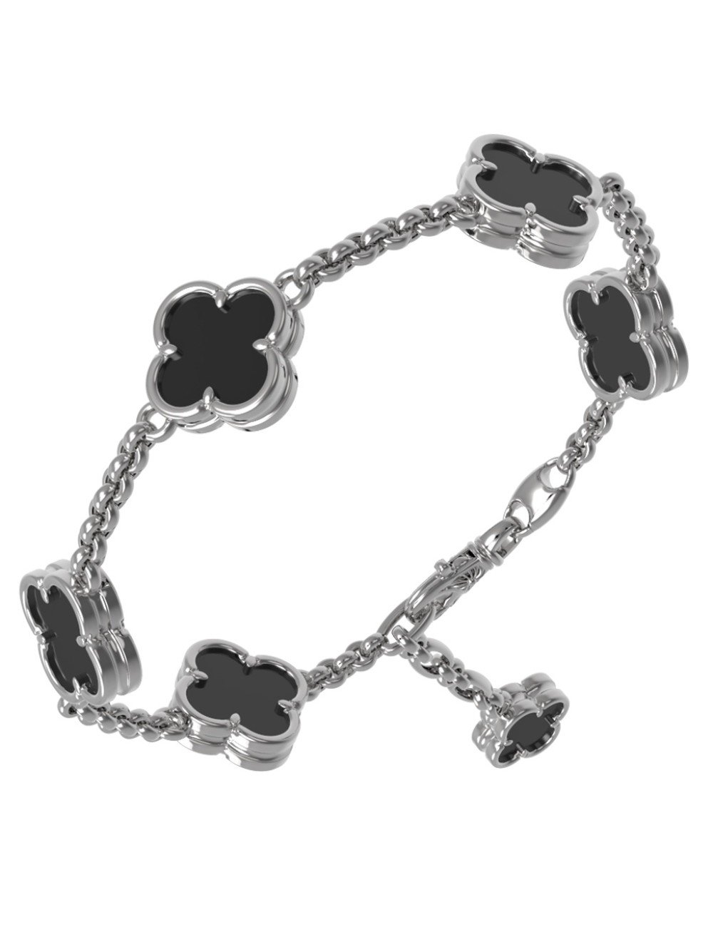 Браслет из белого золота c ониксом