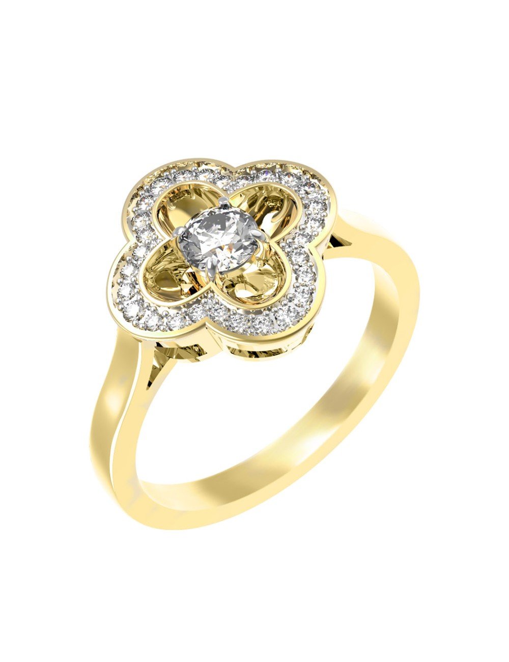 Кольцо из лимонного золота c бриллиантами