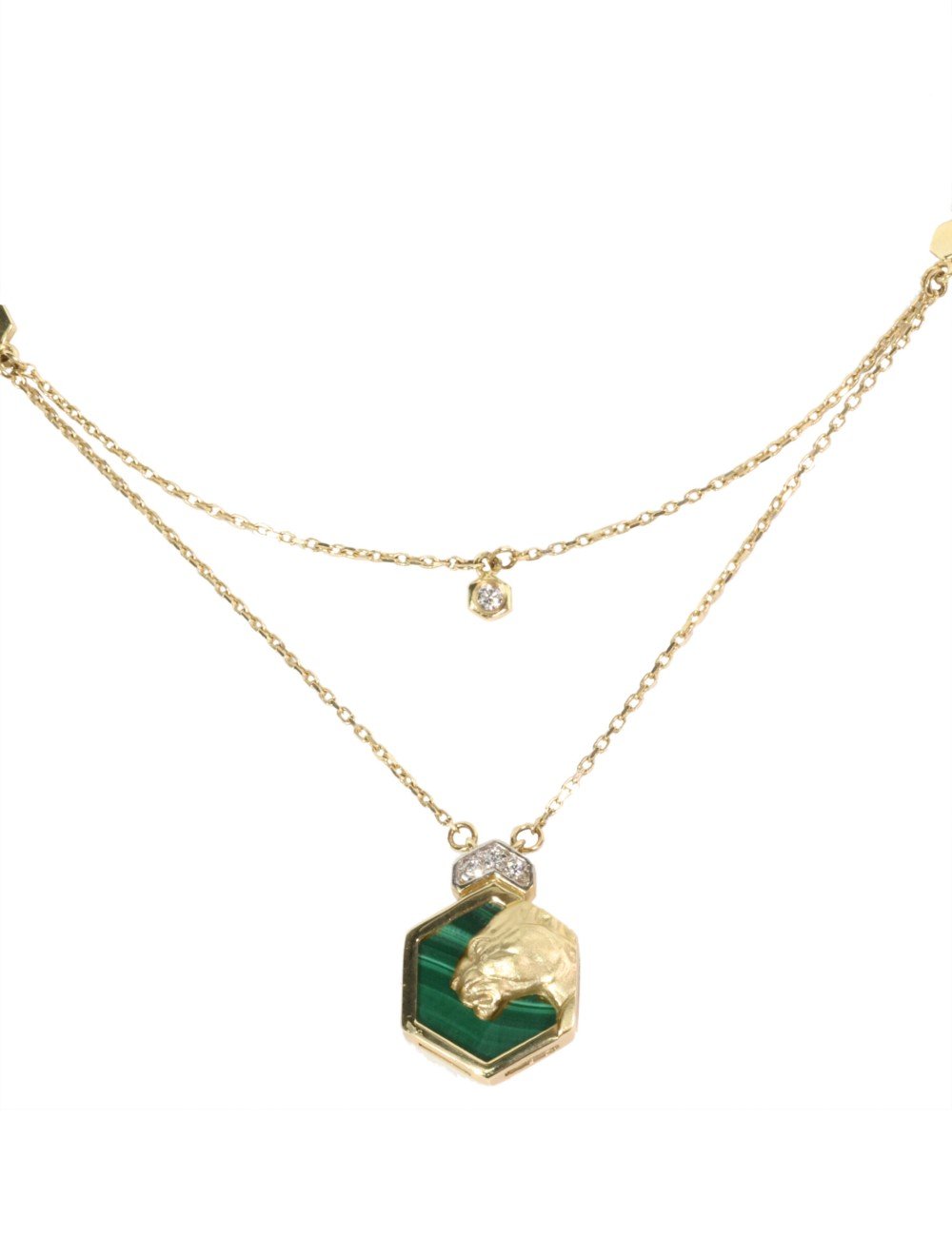 Колье из лимонного золота c бриллиантами и малахитом