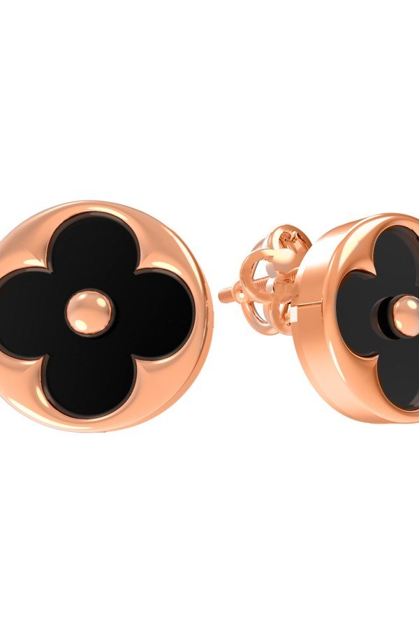 Серьги из золота c ониксом