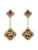 Серьги из лимонного золота c эмалью и перламутром