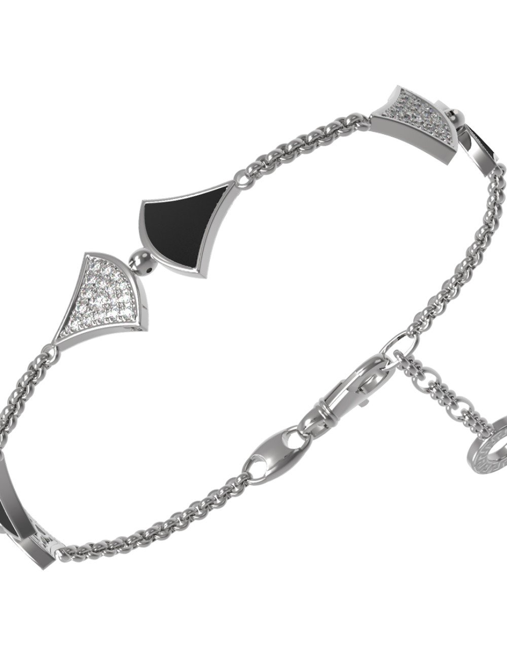 Браслет из белого золота c бриллиантами и ониксом