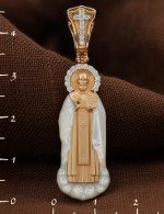 Образок из золота c бриллиантами и перламутром