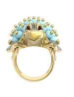 Кольцо из лимонного золота c эмалью и бирюзой