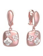 Серьги из розового золота c бриллиантами и перламутром