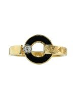 Кольцо из лимонного золота c бриллиантами и ониксом