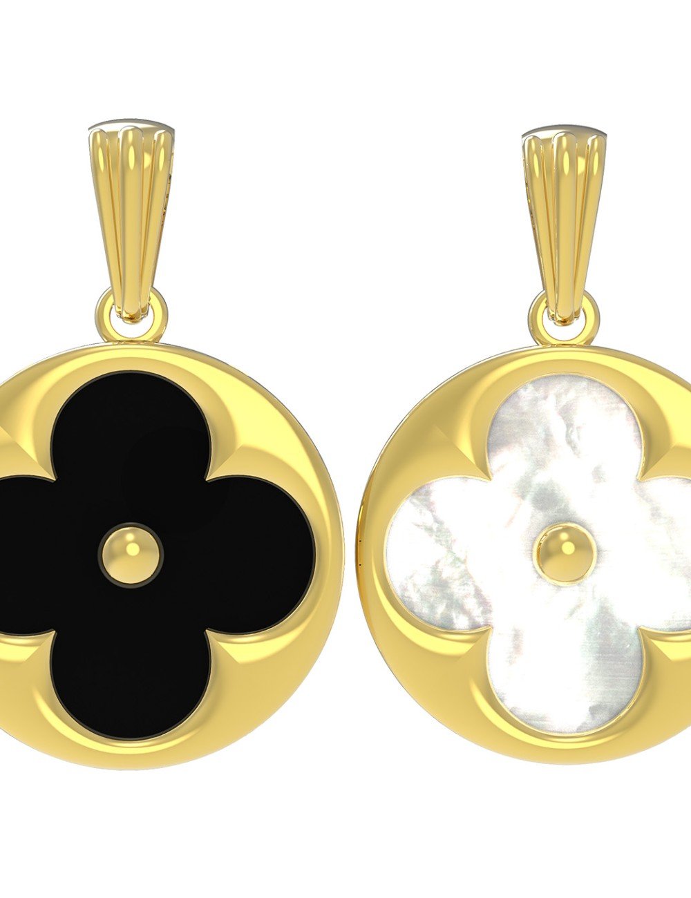 Подвеска из лимонного золота c ониксом и перламутром