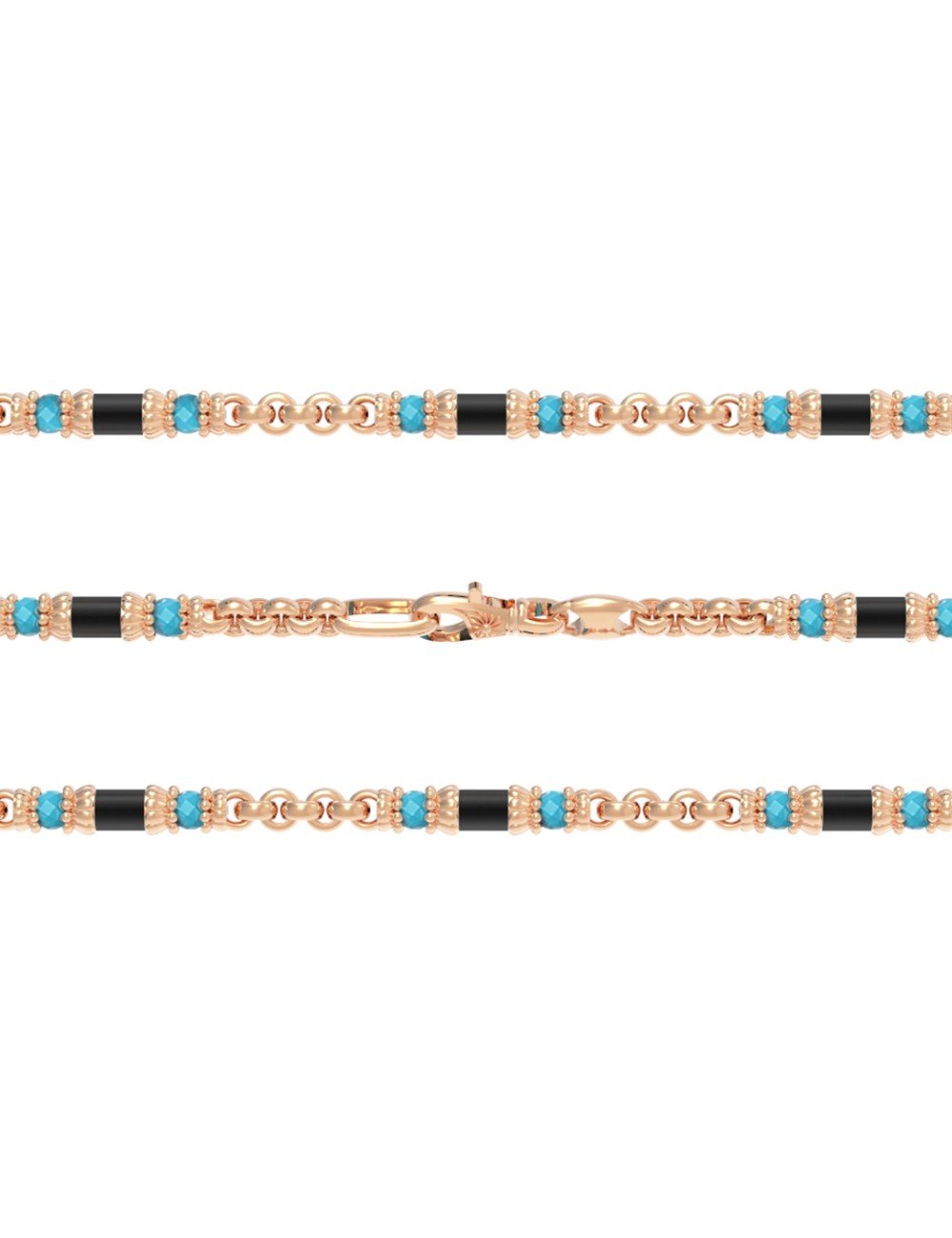 Цепь из золота c бирюзой и ониксом