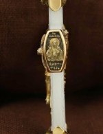 Крест из лимонного золота c бивнем мамонта