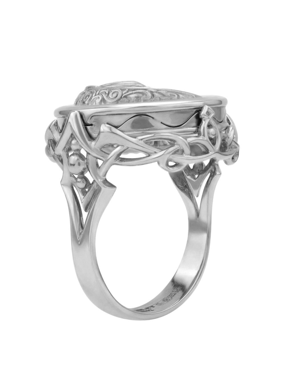 Кольцо из белого золота c бирюзой и лазуритом