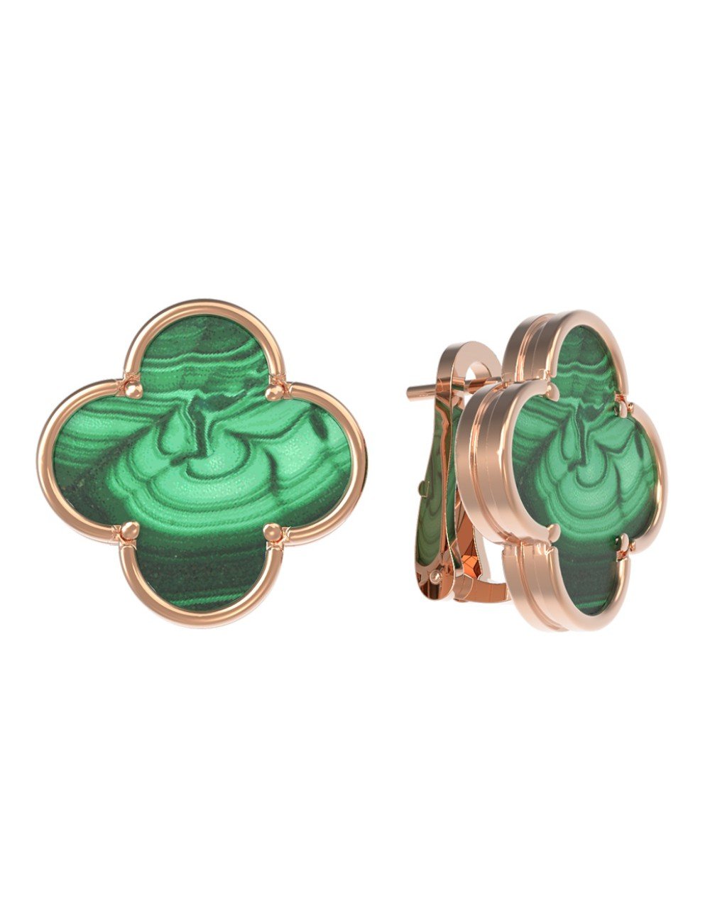 Серьги из золота c малахитом