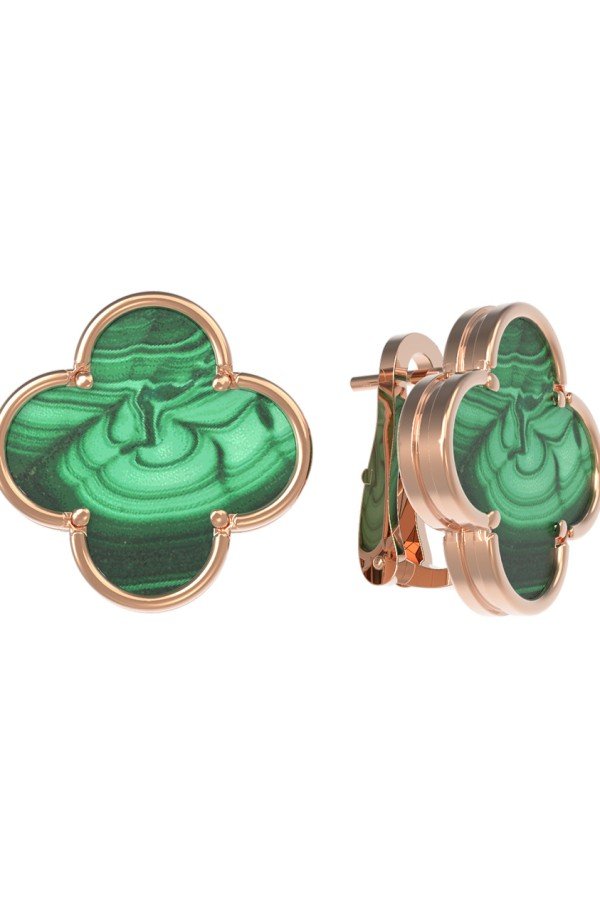 Серьги из золота c малахитом