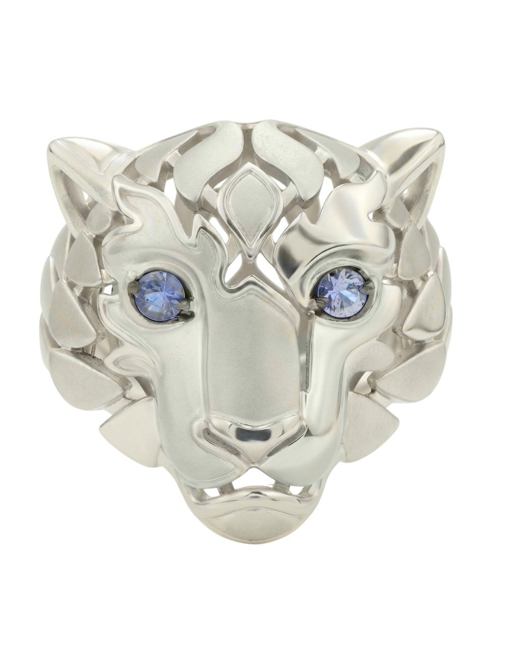 Кольцо из белого золота c сапфиром и рубином