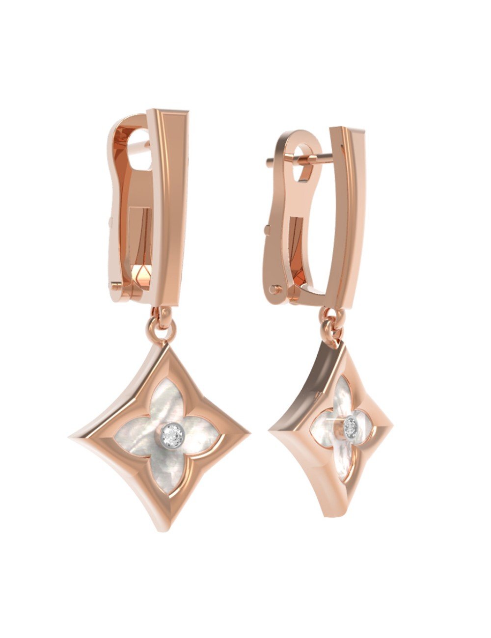 Серьги из золота c бриллиантами и перламутром