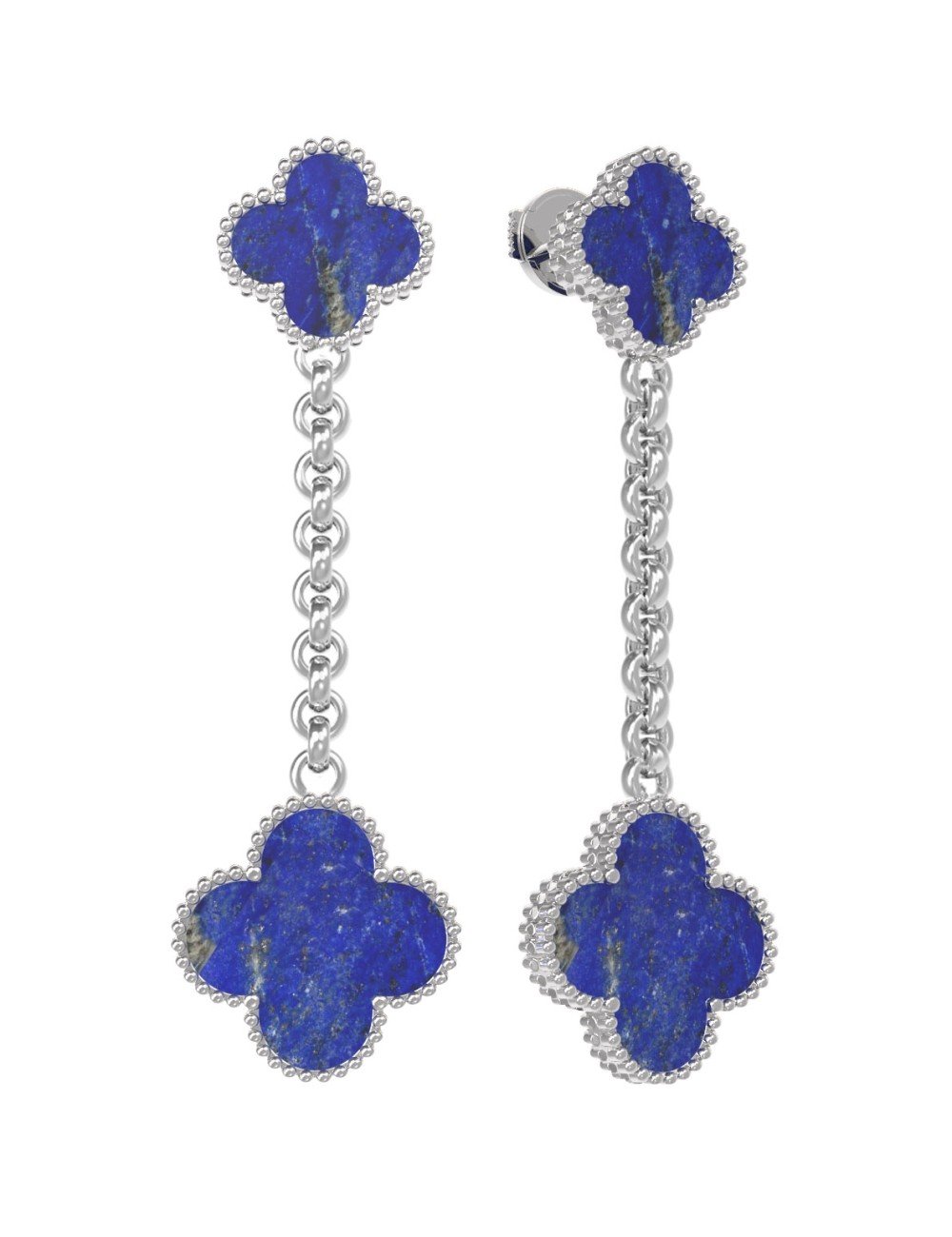 Серьги из белого золота c лазуритом