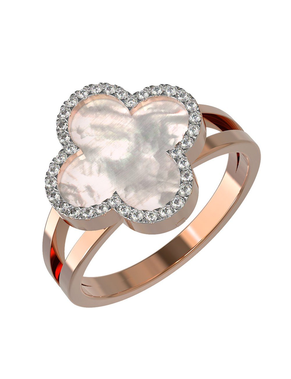 Кольцо из золота c бриллиантами и перламутром