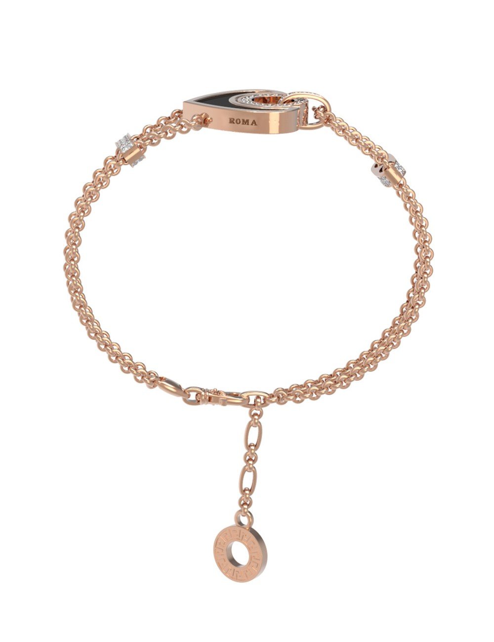 Браслет из золота c бриллиантами, ониксом и перламутром