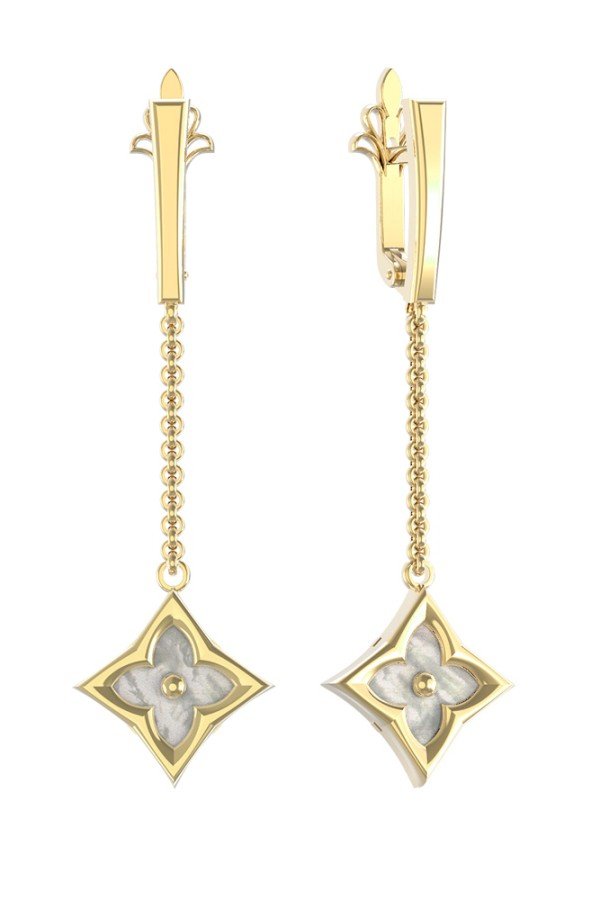 Серьги из лимонного золота c перламутром