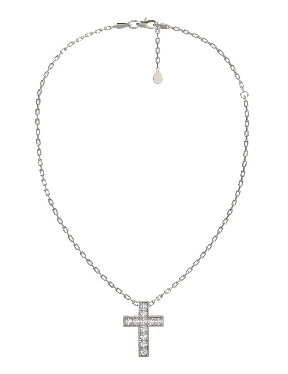 Крест из белого золота c бриллиантами