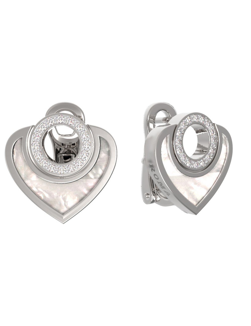 Серьги из белого золота c бриллиантами и перламутром