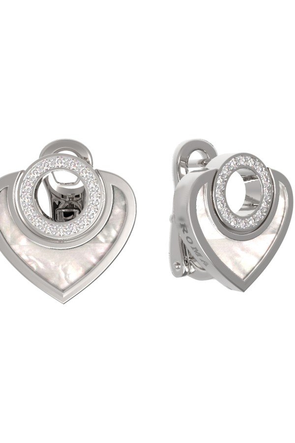 Серьги из белого золота c бриллиантами и перламутром