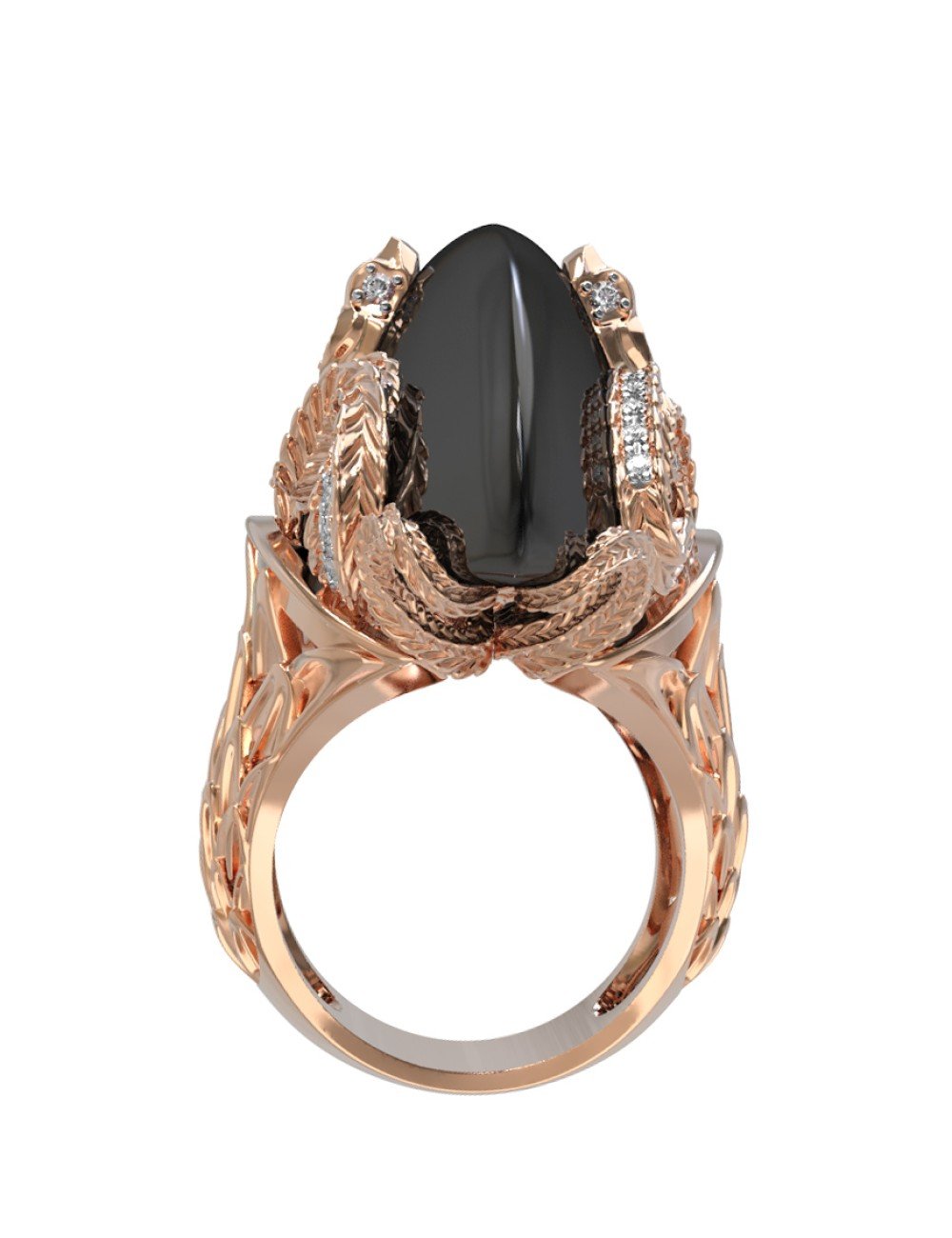 Кольцо из золота c бриллиантами и ониксом