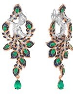 Серьги из золота c фианитом и хризопразом