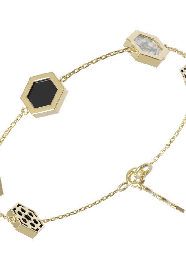 Браслет из лимонного золота c ониксом и перламутром