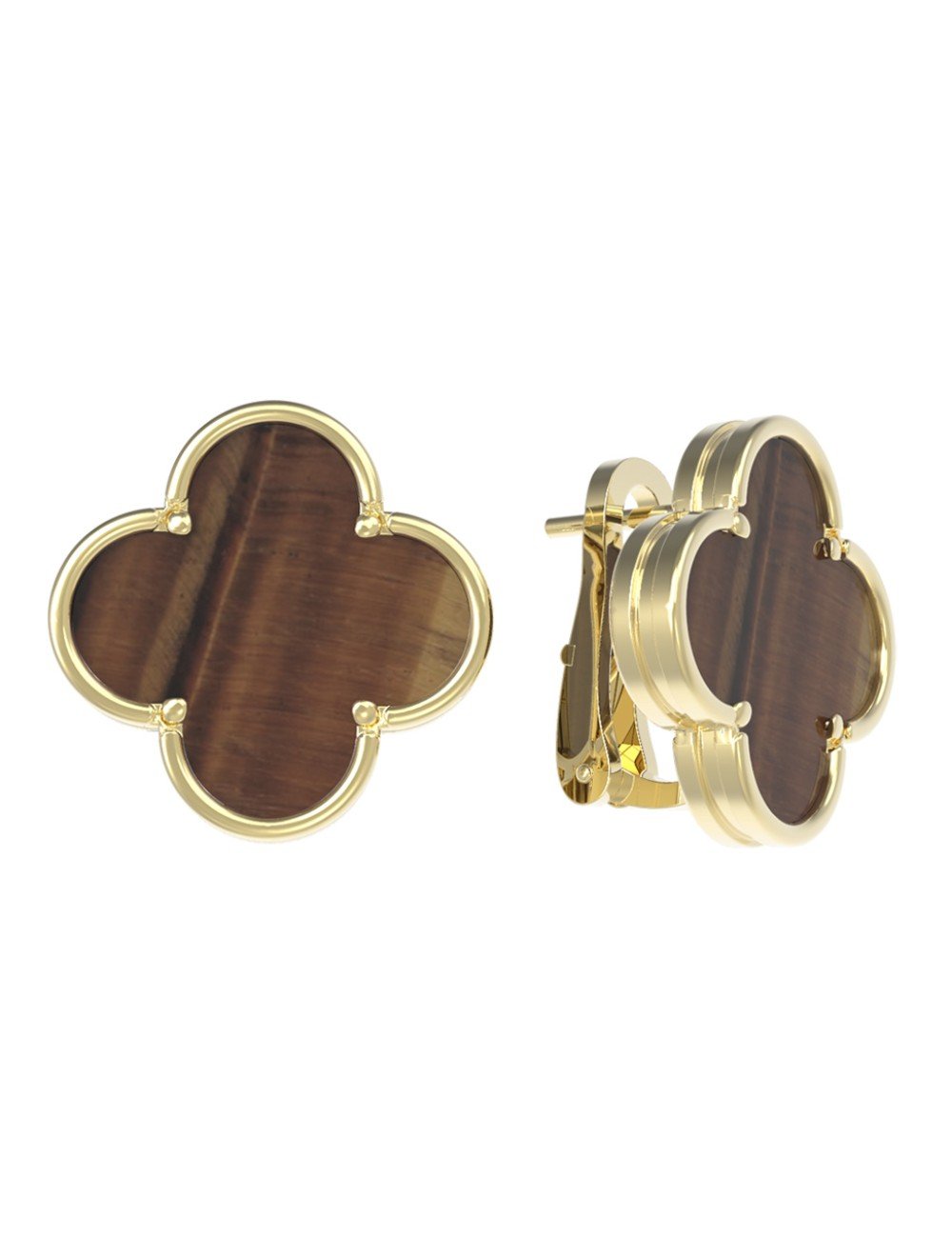 Серьги из лимонного золота c тигровым глазом