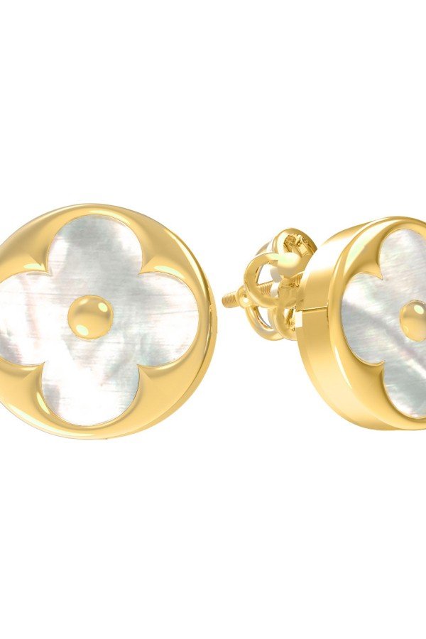 Серьги из лимонного золота c перламутром